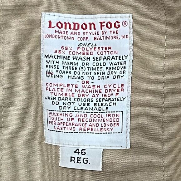 London Fog Maincoats Khaki Trench Coat with Zip Out Liner Size 46 - Picture 9 of 11